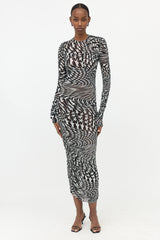 Mugler Mesh Printed Maxi Dress