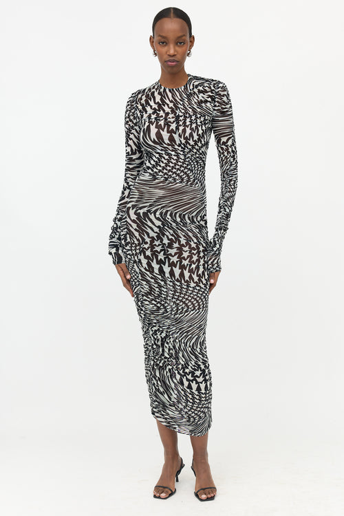 Mugler Mesh Printed Maxi Dress