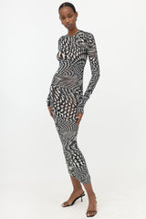 Mugler Mesh Printed Maxi Dress