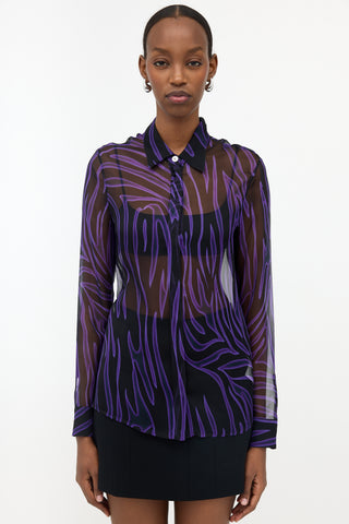 Versace Silk Sheer Printed Shirt