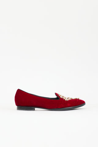 Rene Caovilla Velvet Crystal Loafer
