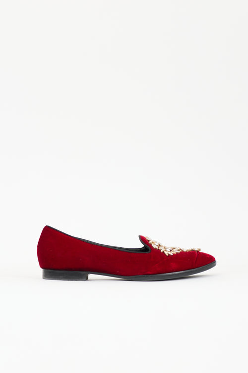Rene Caovilla Velvet Crystal Loafer