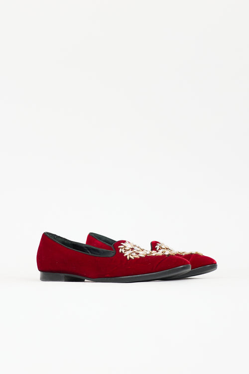 Rene Caovilla Velvet Crystal Loafer