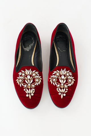 Rene Caovilla Velvet Crystal Loafer