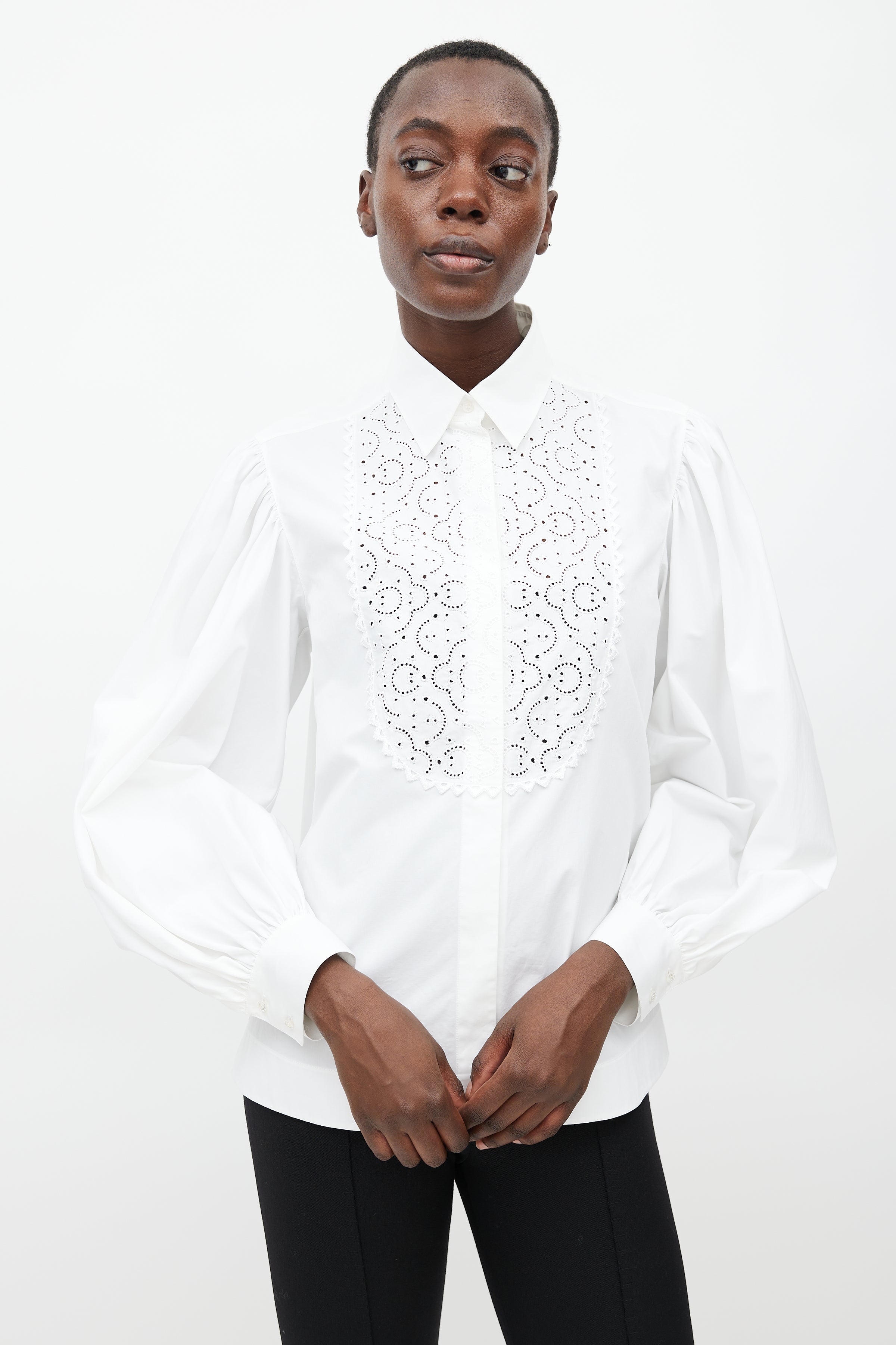 Alaïa // White Eyelet Lace Shirt – VSP Consignment