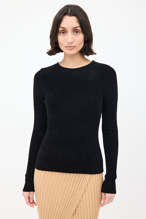 Alexandre Vauthier Black Chenille Long Sleeve Top