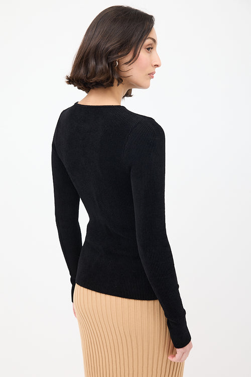 Alexandre Vauthier Black Chenille Long Sleeve Top