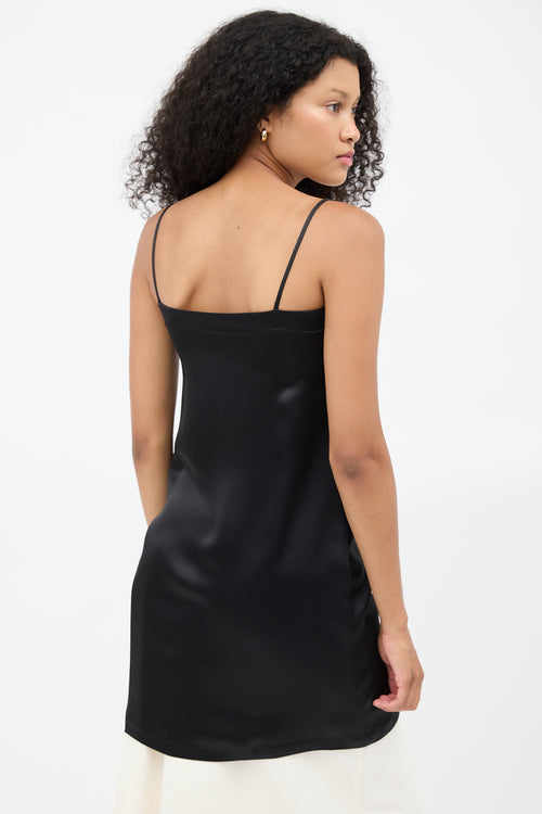 Celine Black Satin Slip Dress