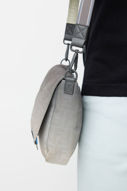 Grey & Cream Gradient Baguette Messenger Bag