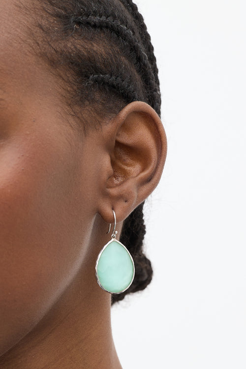 Sterling Silver & Blue Large Teardrop Earrings