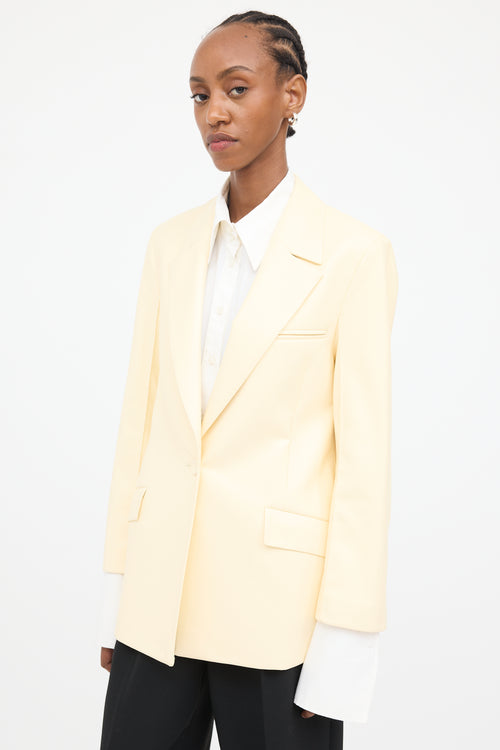 Cream Vegan Leather Blazer