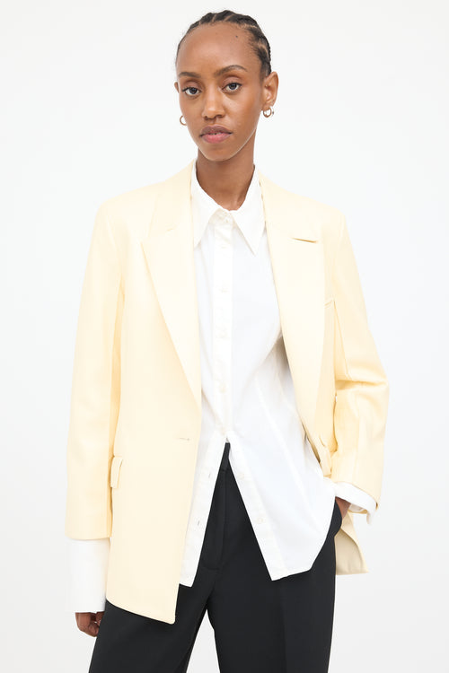 Cream Vegan Leather Blazer