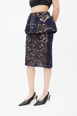 Prada FW 2008 Navy Lace Overlay Skirt