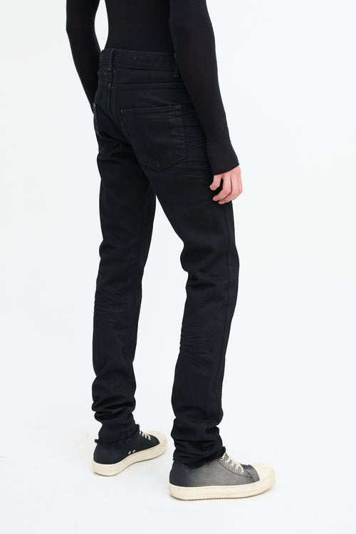 Rick Owens Black Distressed Slim Leg Jeans