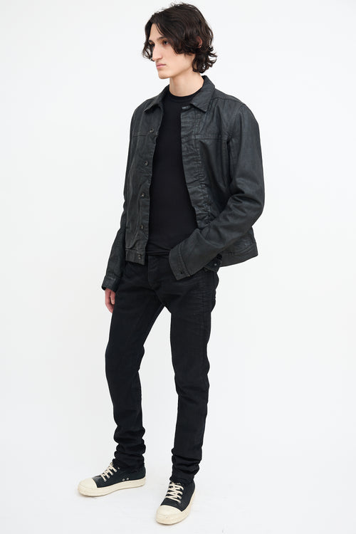 Rick Owens Black Distressed Slim Leg Jeans