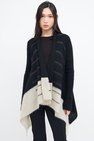 Rick Owens FW 2016 Black & Light Grey Mohair Cardigan