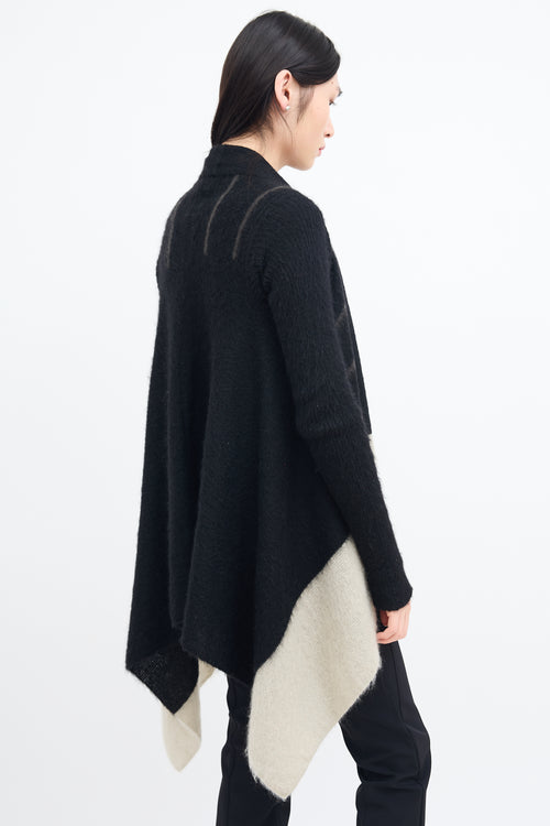 Rick Owens FW 2016 Black & Light Grey Mohair Cardigan