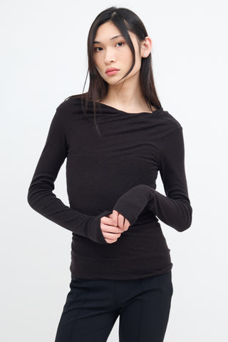 Rick Owens Lilies Black Wool Cowl Neck Top