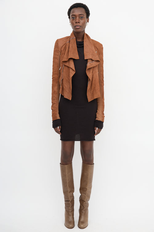 Rick Owens Suede High Neck Jacket