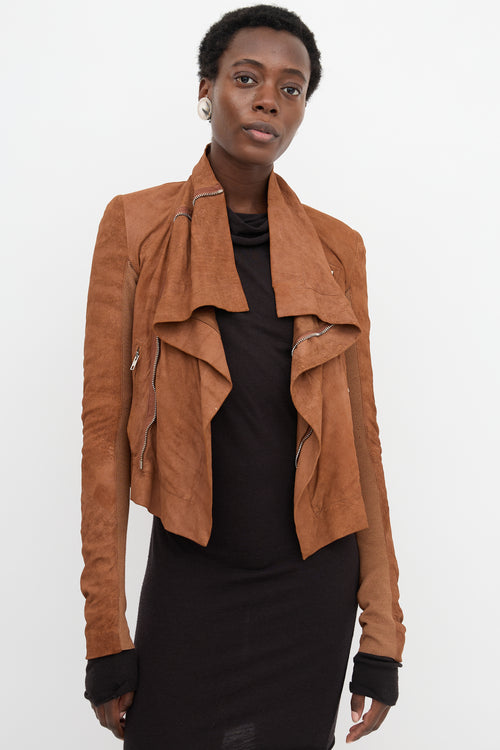 Rick Owens Suede High Neck Jacket