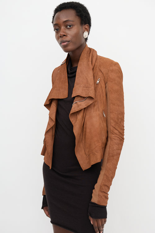 Rick Owens Suede High Neck Jacket