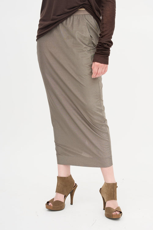 Rick Owens Lilies Metallic Knit Skirt