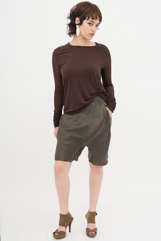 Rick Owens Fall 2016 Satin Drop Seat Shorts