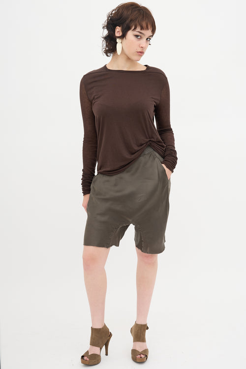 Rick Owens Fall 2016 Satin Drop Seat Shorts