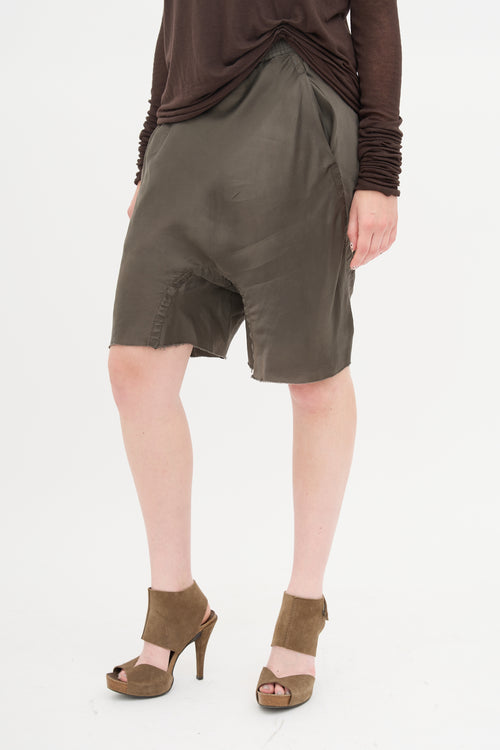 Rick Owens Fall 2016 Satin Drop Seat Shorts