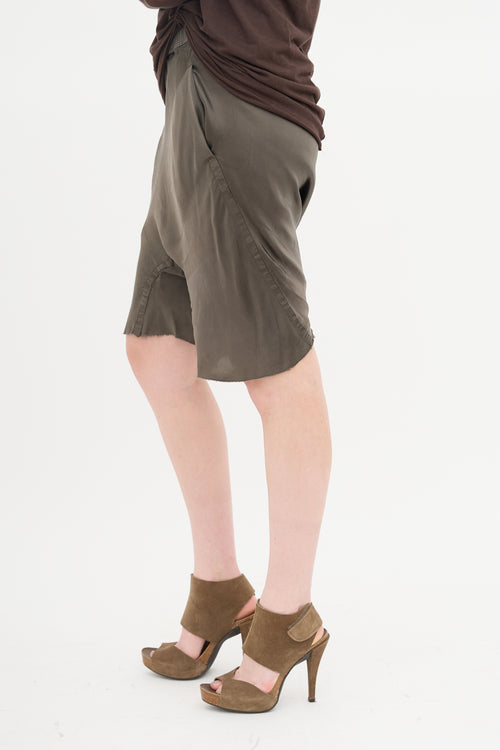 Rick Owens Fall 2016 Satin Drop Seat Shorts