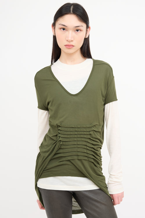 Rick Owens FW 2021 Green Pleated T-Shirt