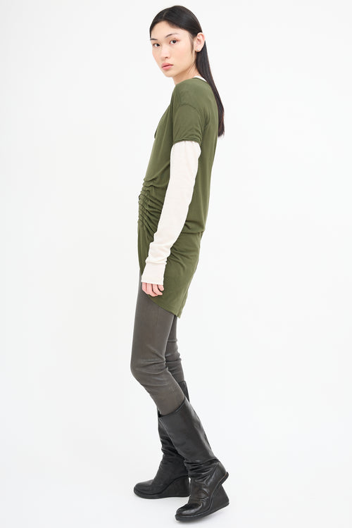 Rick Owens FW 2021 Green Pleated T-Shirt