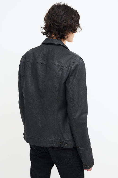 Rick Owens Drkshdw Black Waxed Cotton Lined Jacket