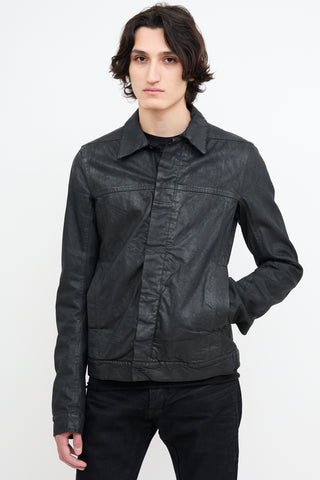 Rick Owens Drkshdw Black Waxed Cotton Lined Jacket