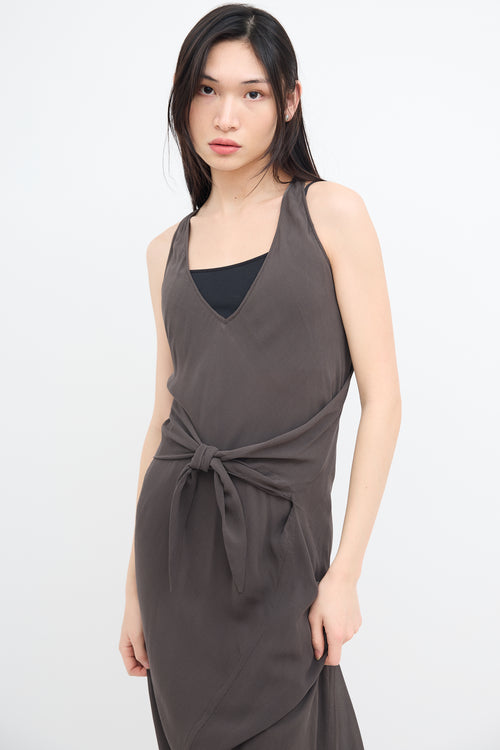 Rick Owens FW 2009 Grey Silk Sleeveless Midi Dress