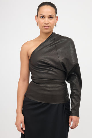 Rick Owens Leather One Shoulder Top