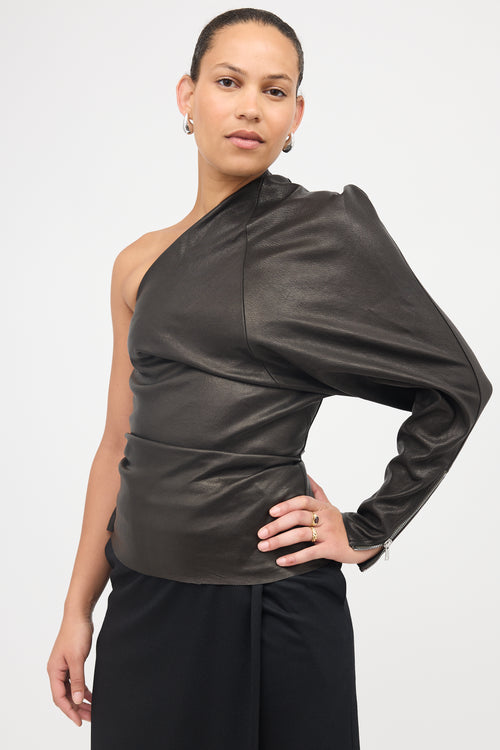 Rick Owens Leather One Shoulder Top