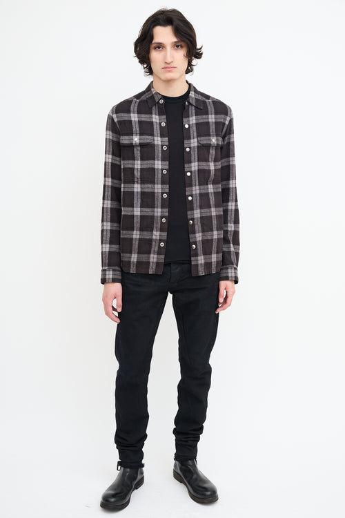 Rick Owens Black & Grey Plaid Shirt