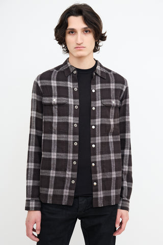 Rick Owens Black & Grey Plaid Shirt