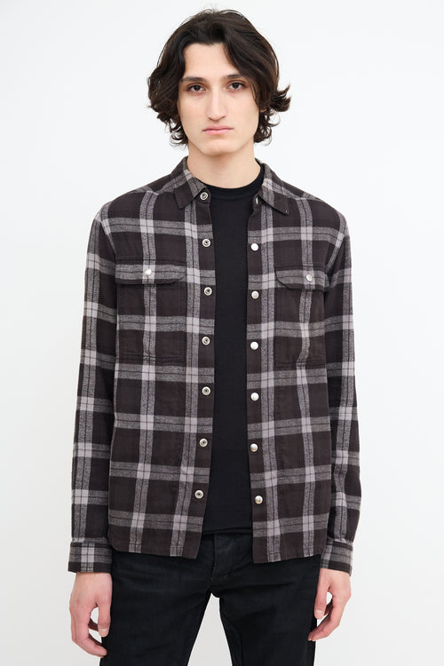 Rick Owens Black & Grey Plaid Shirt