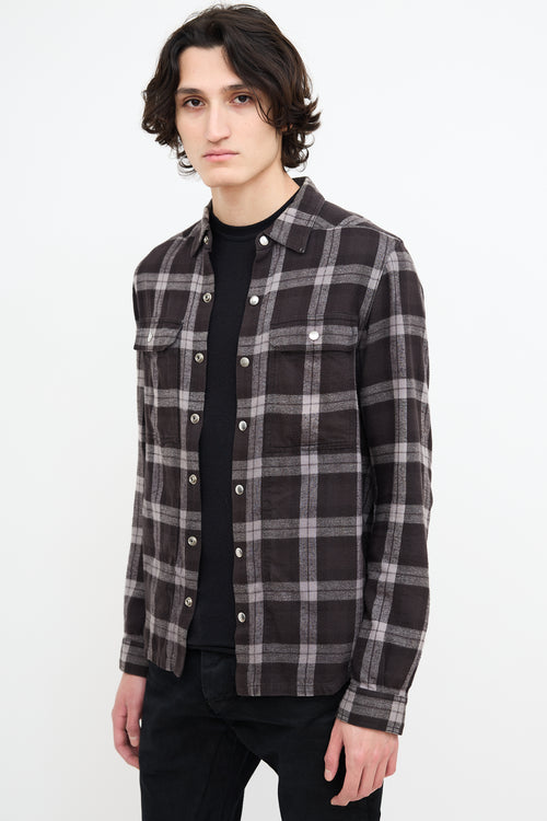 Rick Owens Black & Grey Plaid Shirt