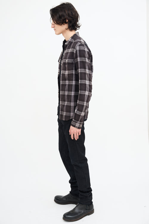 Rick Owens Black & Grey Plaid Shirt