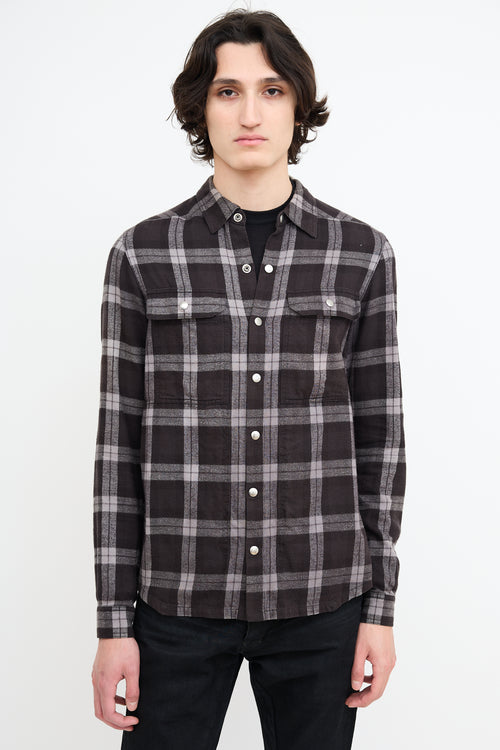 Rick Owens Black & Grey Plaid Shirt