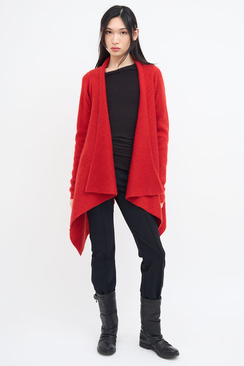 Rick Owens FW 2019 Red Knit Open Cardigan