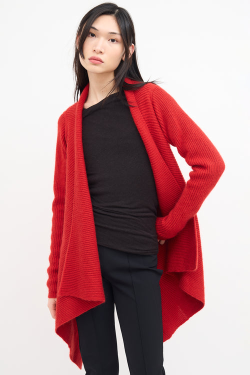 Rick Owens FW 2019 Red Knit Open Cardigan