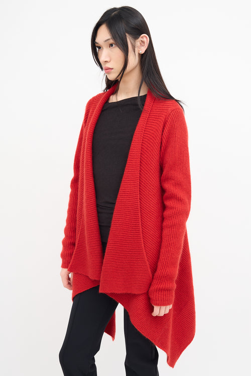 Rick Owens FW 2019 Red Knit Open Cardigan