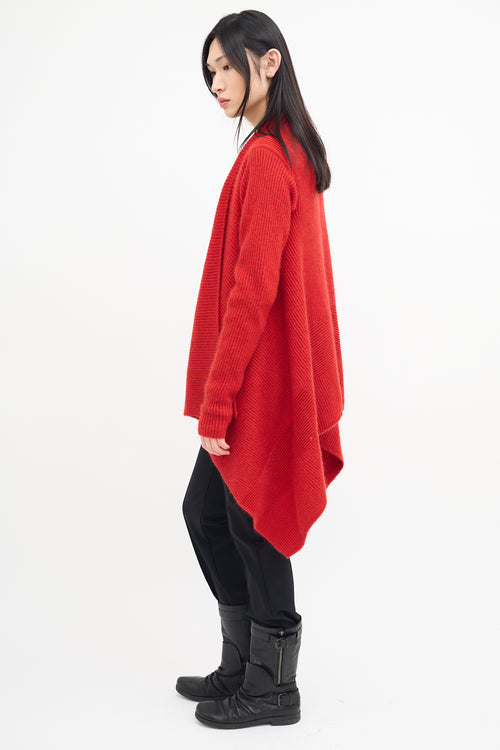 Rick Owens FW 2019 Red Knit Open Cardigan