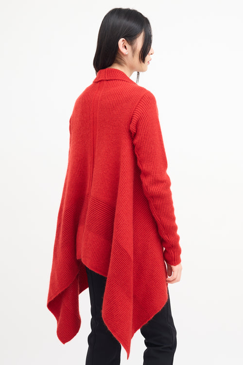 Rick Owens FW 2019 Red Knit Open Cardigan