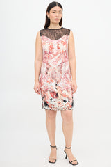 Roberto Cavalli Printed Lace Yoke Dress