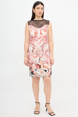 Roberto Cavalli Printed Lace Yoke Dress